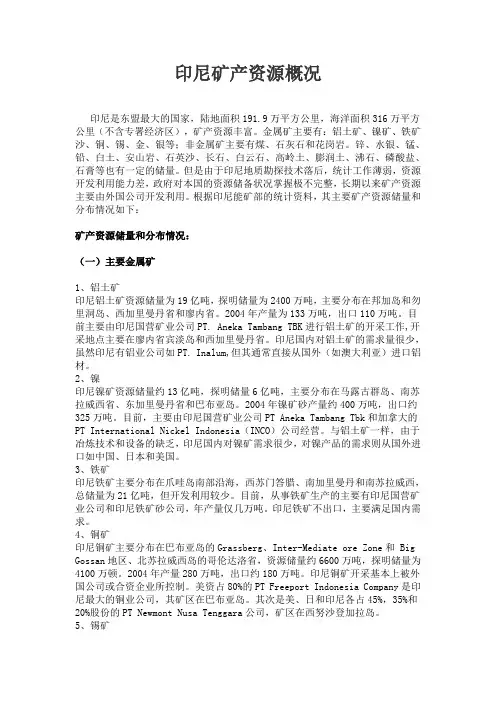 印尼矿产资源概况