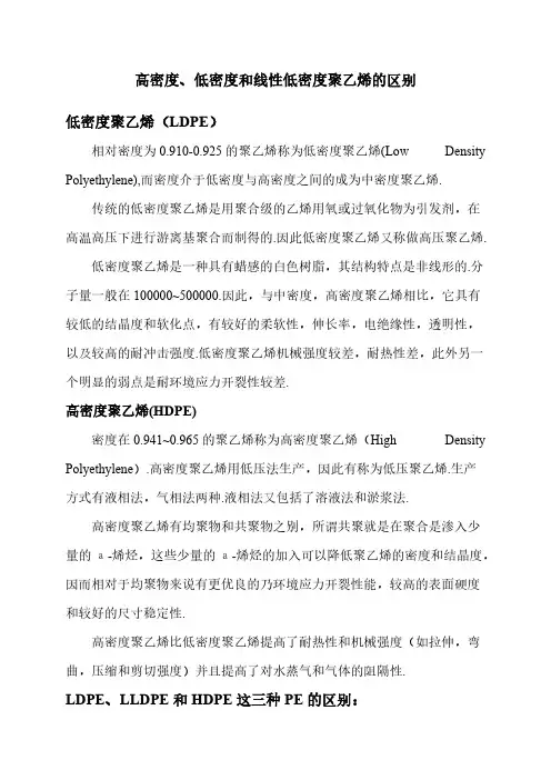 高密度、低密度和线性低密度聚乙烯的区别-推荐下载