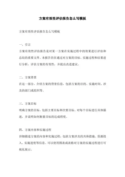 方案有效性评估报告怎么写模板