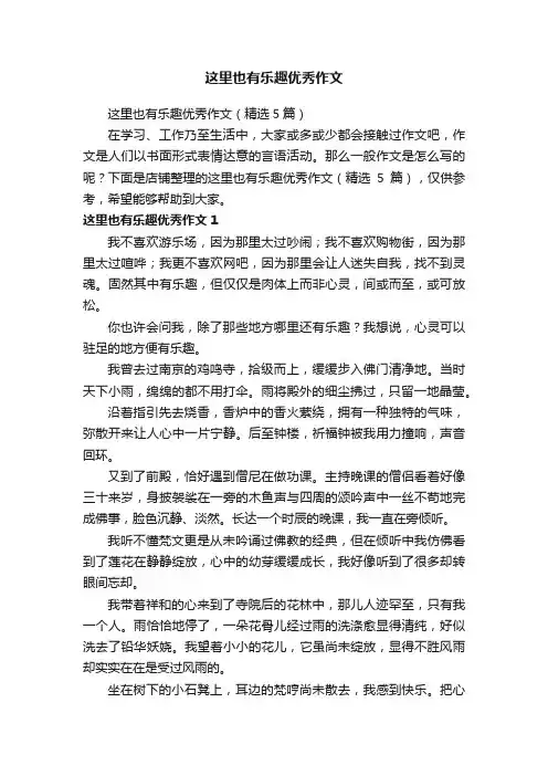 这里也有乐趣优秀作文