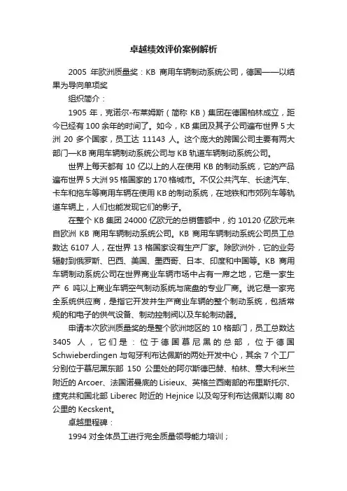 卓越绩效评价案例解析