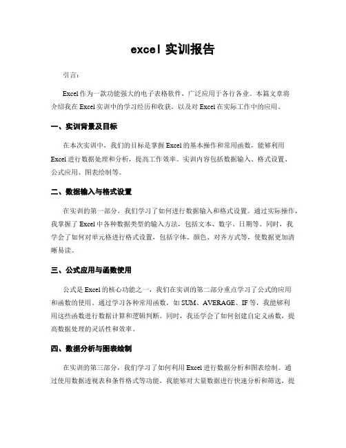 excel实训报告