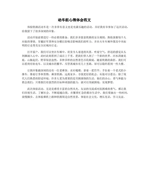 动车组心得体会范文