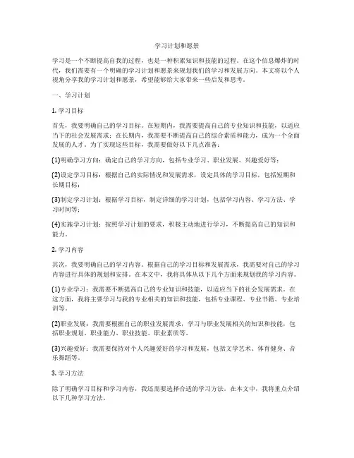 学习计划和愿景