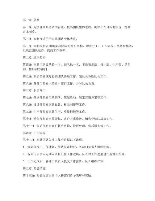 家具团队章程管理制度