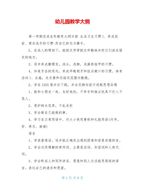 幼儿园教学大纲