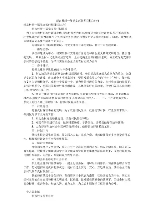 新富村新一届党支部任期目标（三年）【精选】