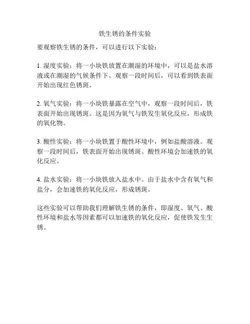 铁生锈的条件实验