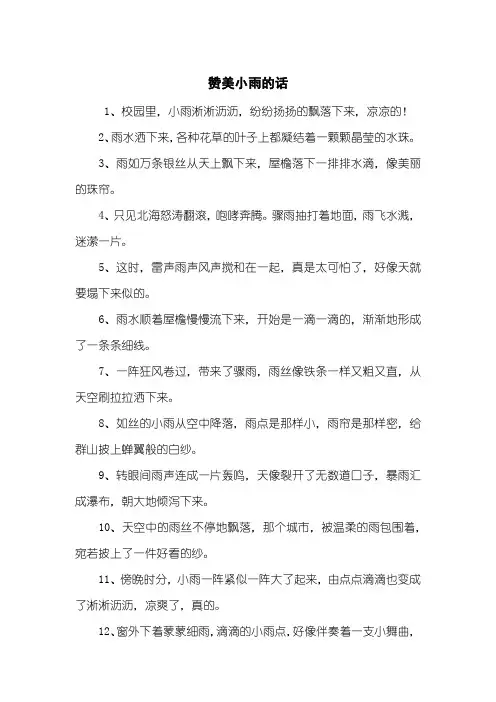 赞美小雨的话
