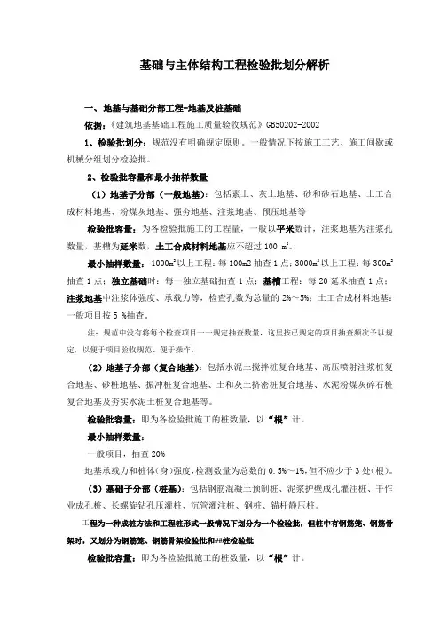 基础与主体结构工程检验批划分解析
