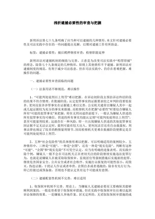 浅析逮捕必要性的审查与把握