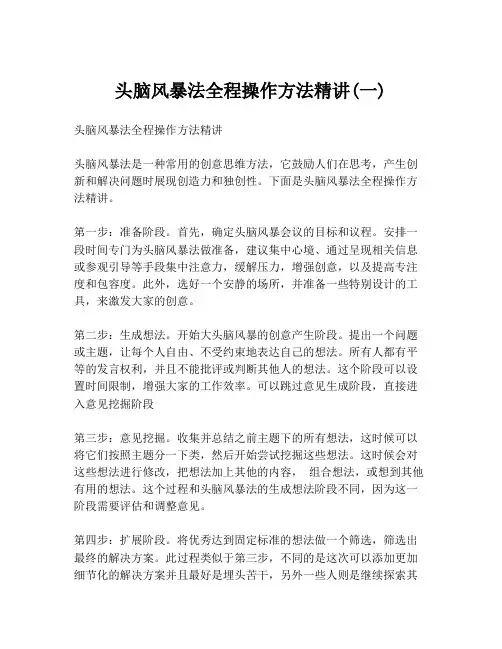 头脑风暴法全程操作方法精讲(一)