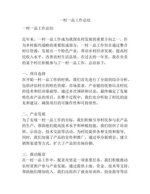 一村一品工作总结
