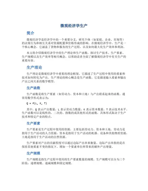 微观经济学生产