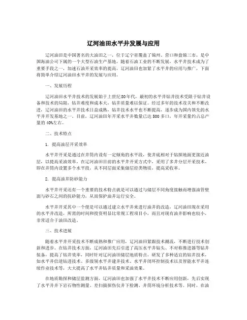 辽河油田水平井发展与应用