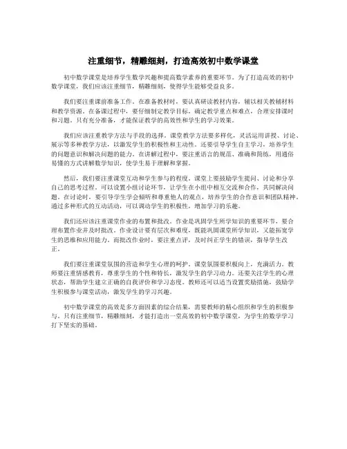 注重细节,精雕细刻,打造高效初中数学课堂