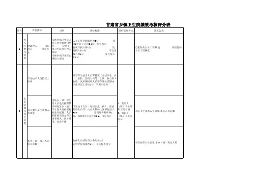 省乡镇卫生院绩效考核评分表 