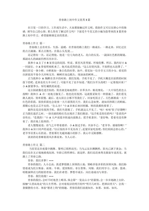 青春路上初中作文优秀3篇