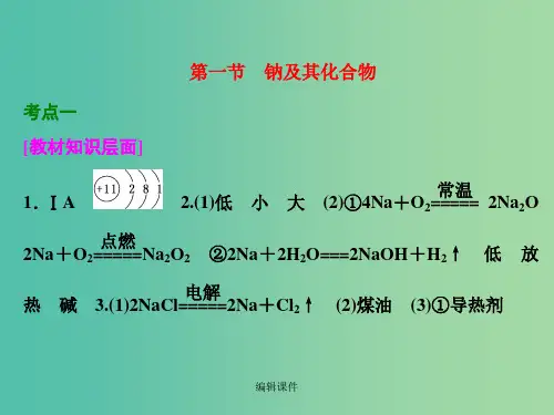 高考化学一轮复习 第一节 钠及其化合物习题讲解