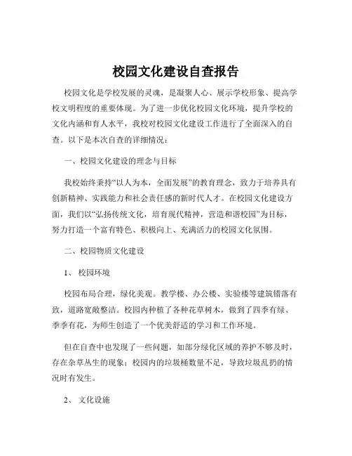 校园文化建设自查报告