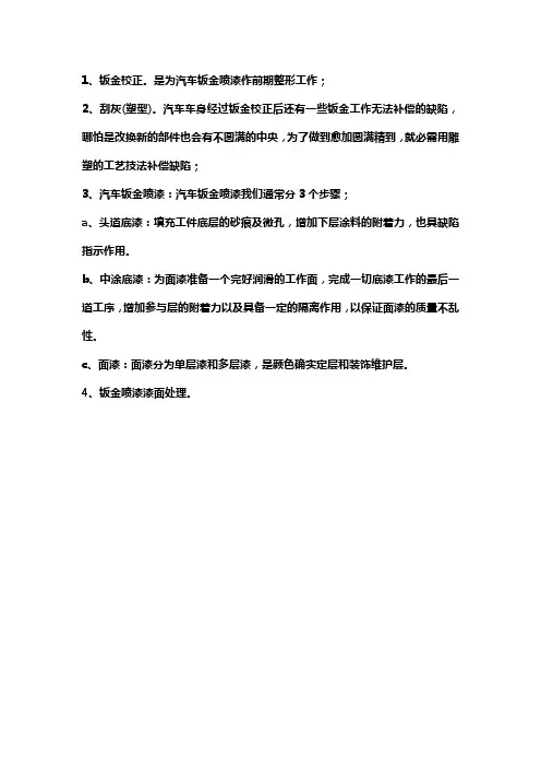 汽车轻微钣金喷漆流程