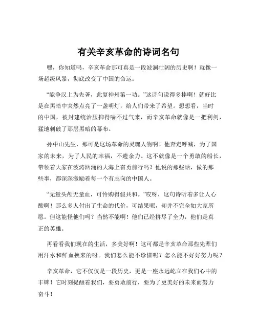 有关辛亥革命的诗词名句