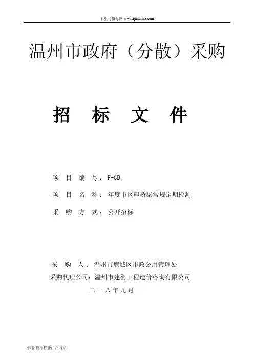 市区桥梁常规定期检测的公开招投标书范本