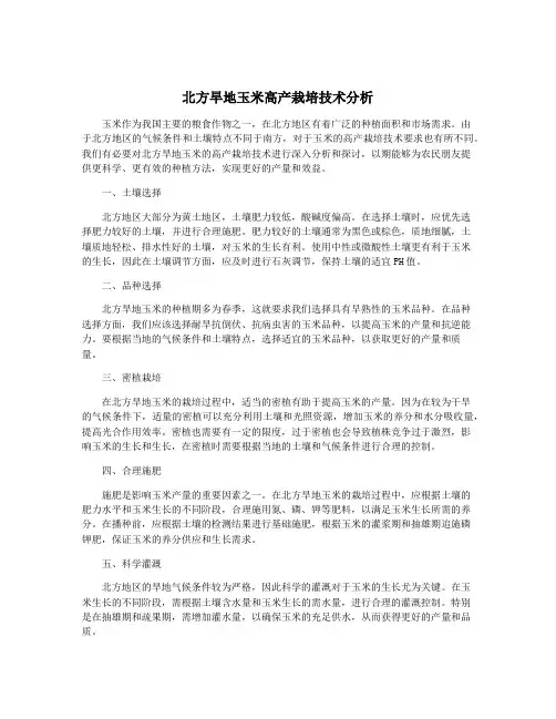 北方旱地玉米高产栽培技术分析