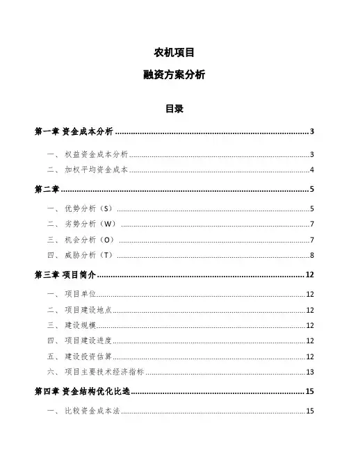 农机项目融资方案分析