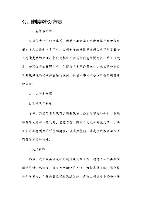 公司制度建设方案