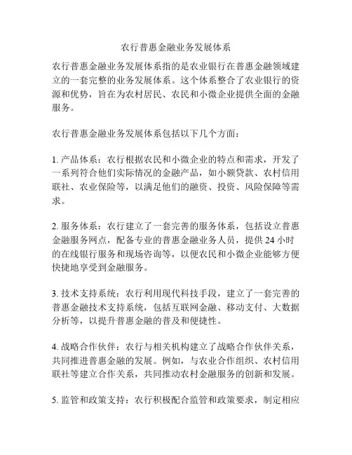 农行普惠金融业务发展体系