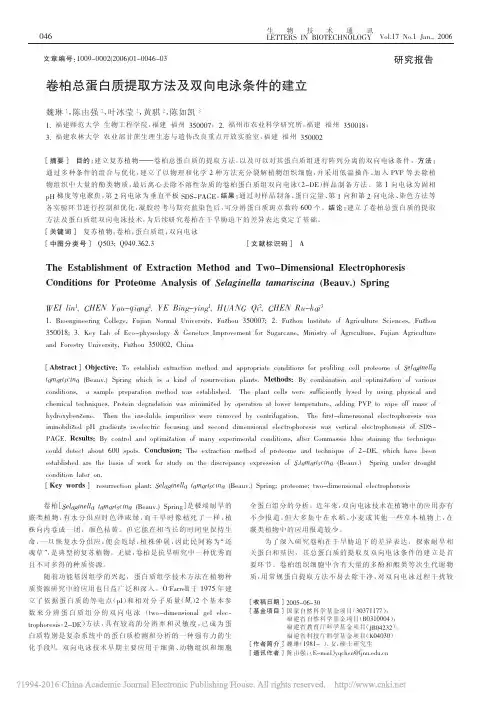 卷柏总蛋白质提取方法及双向电泳条件的建立_魏琳