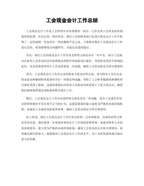 工会现金会计工作总结