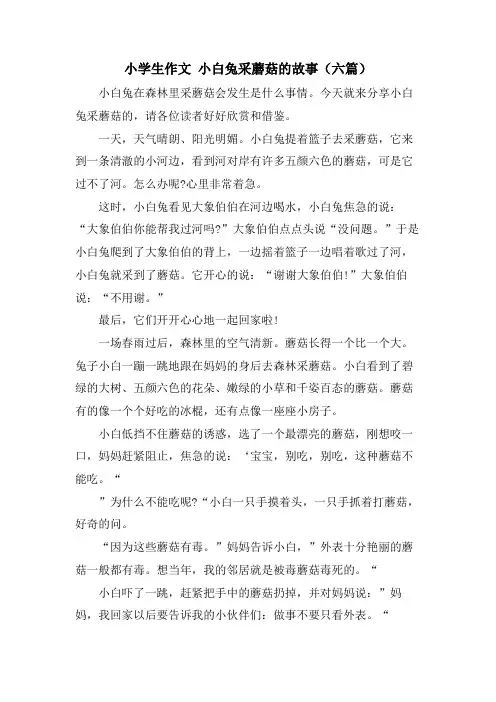 小学生作文 小白兔采蘑菇的故事(六篇)