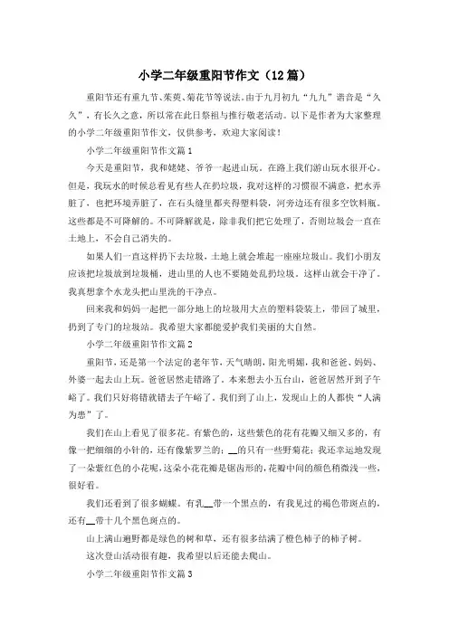 小学二年级重阳节作文(12篇)