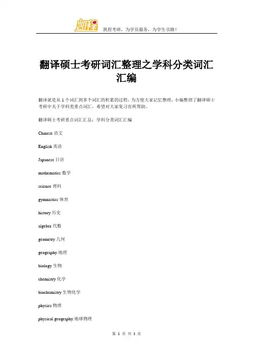 翻译硕士考研词汇整理之学科分类词汇汇编