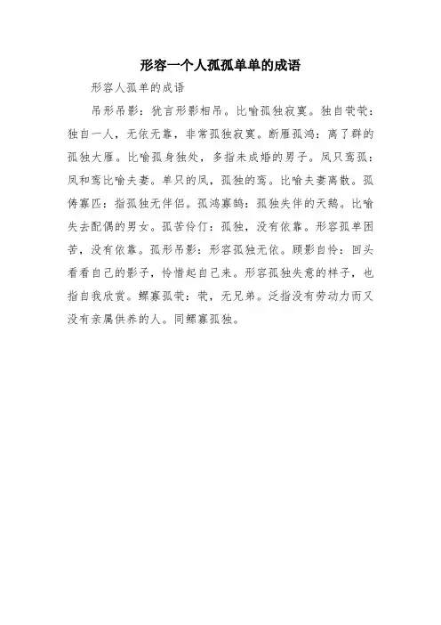 形容一个人孤孤单单的成语