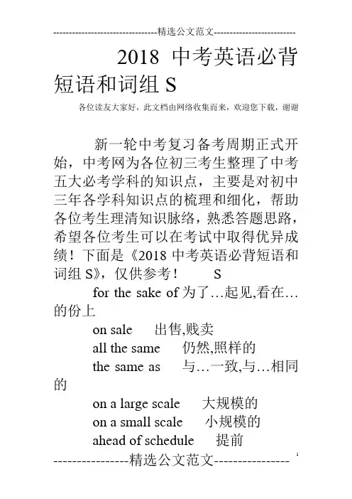 2018中考英语必背短语和词组S