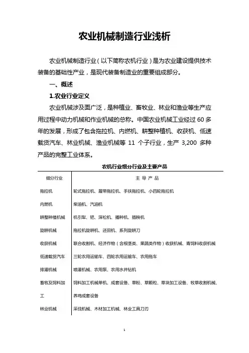 农业机械制造行业浅析