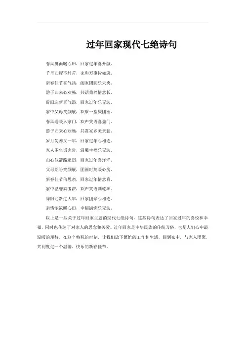 过年回家现代七绝诗句