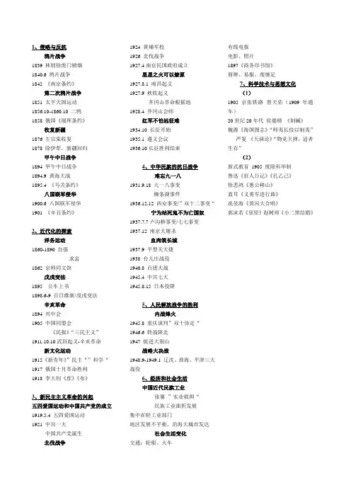八年级上册 时间事件整理