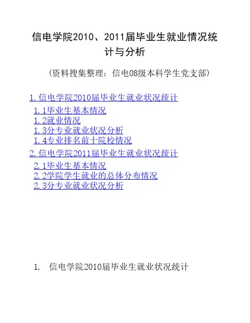 信电学院2010、2011届毕业生就业情况统计与分析