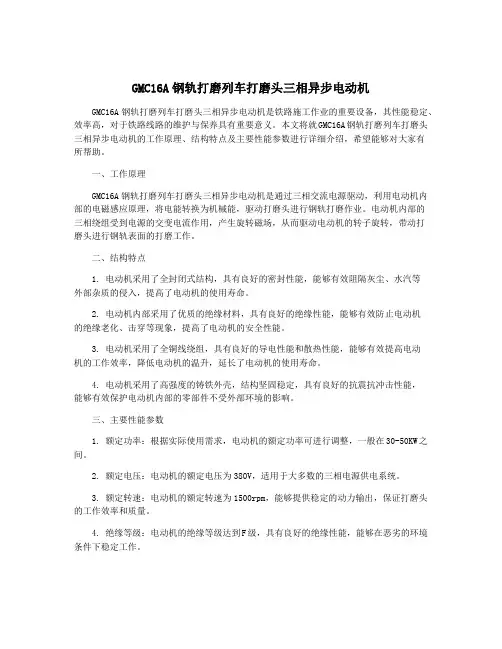GMC16A钢轨打磨列车打磨头三相异步电动机