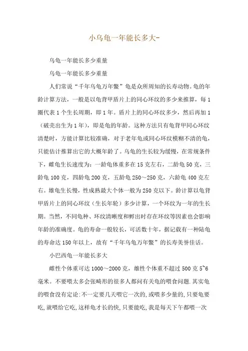小乌龟一年能长多大--乌龟一年能长多少重量