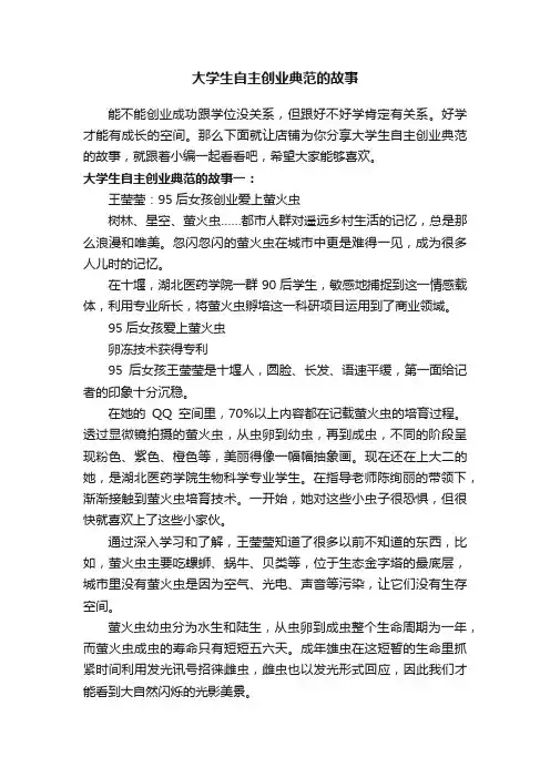 大学生自主创业典范的故事