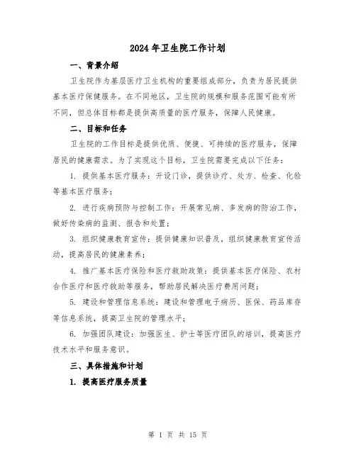 2024年卫生院工作计划(五篇)