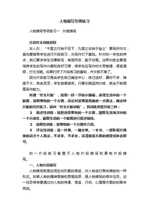 人物描写专项练习