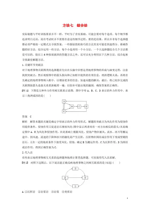 高考地理三轮冲刺 考前3个月 解题方法规范选择题 方法七 综合法