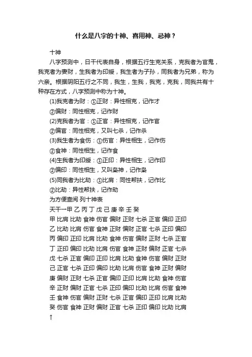 什么是八字的十神、喜用神、忌神？