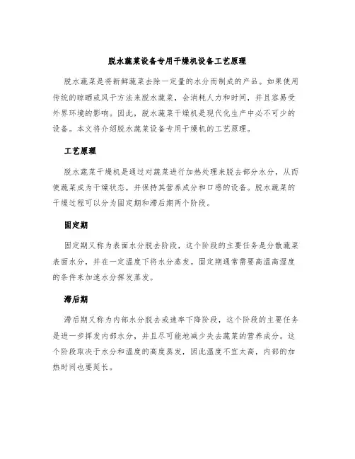 脱水蔬菜设备专用干燥机设备工艺原理
